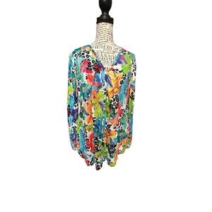 Snoskins Viscose Prints V-Neck top Flounce sleeves‎ M Fairy Whimsical Hipster